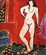 Henri Matisse Nude in front of a red background painting